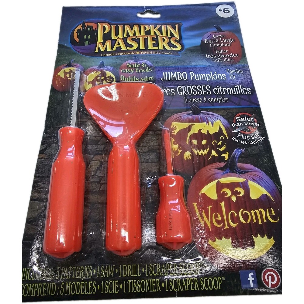 Pumpkin Masters Pumpkin Carving Kit includes 5 tools and 14 patterns